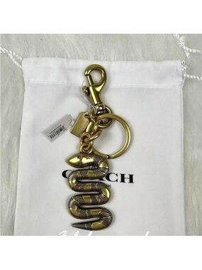Coach Brass Snake Charm C2323 – Rare Zodiac Collector Piece – Brass Keychain